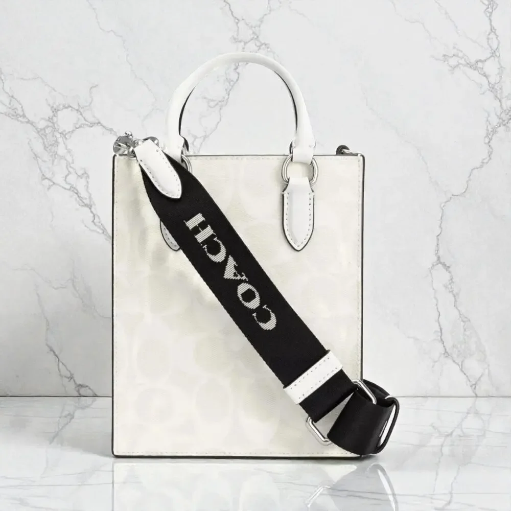 Coach North South Mini Tote Crossbody In Signature Canvas White CP011 - Picture 4 of 8